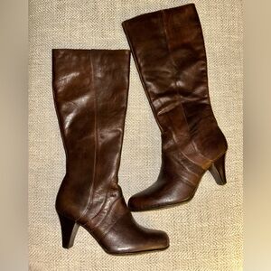 Born Brown Leather Knee-High Heeled Boots